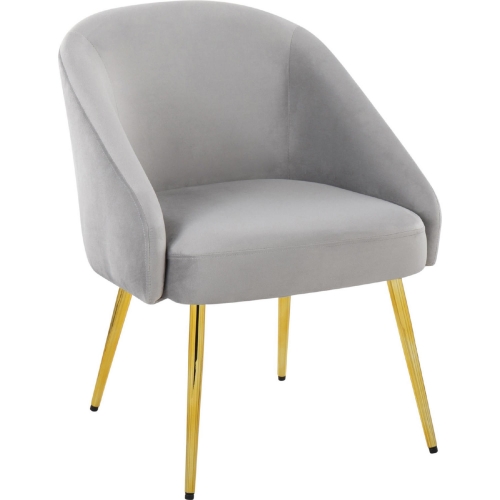 Shiraz Accent Chair in Silver Velvet & Gold Steel